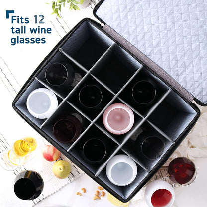 Platter Storage Case, Fine China Storage Containers Hard Shell, Quilted and Stackable 16”x 12.5”x 3.5” Platter Storage Container with Zipper, Handles and Felt Dividers for Moving and Seasonal Storage