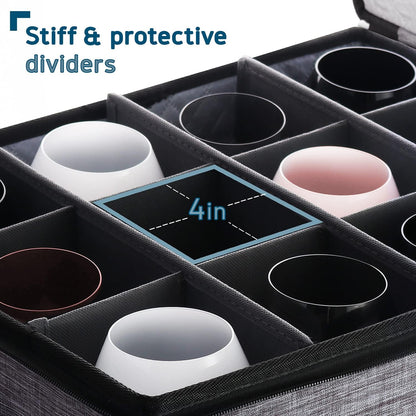 Platter Storage Case, Fine China Storage Containers Hard Shell, Quilted and Stackable 16”x 12.5”x 3.5” Platter Storage Container with Zipper, Handles and Felt Dividers for Moving and Seasonal Storage
