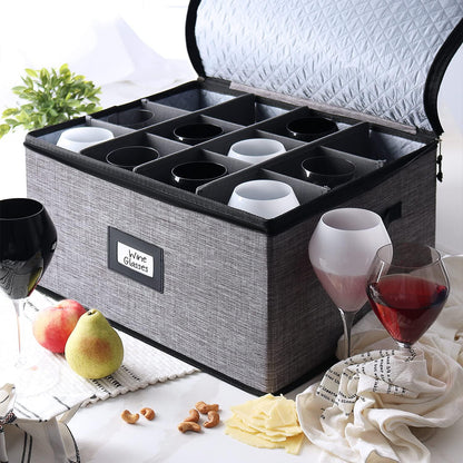 Platter Storage Case, Fine China Storage Containers Hard Shell, Quilted and Stackable 16”x 12.5”x 3.5” Platter Storage Container with Zipper, Handles and Felt Dividers for Moving and Seasonal Storage