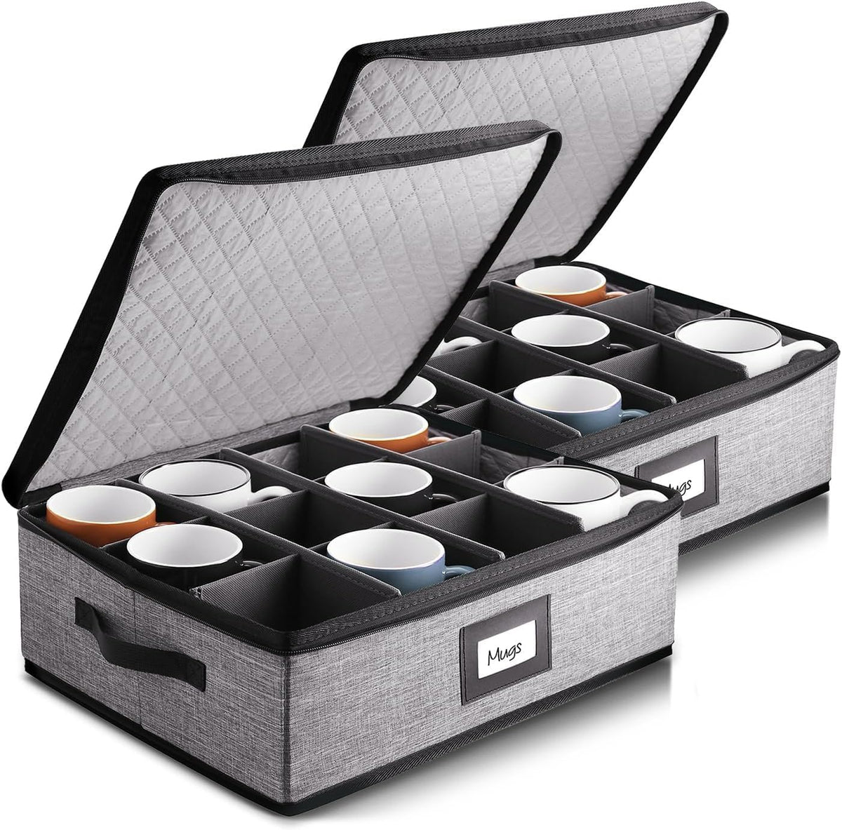 Platter Storage Case, Fine China Storage Containers Hard Shell, Quilted and Stackable 16”x 12.5”x 3.5” Platter Storage Container with Zipper, Handles and Felt Dividers for Moving and Seasonal Storage
