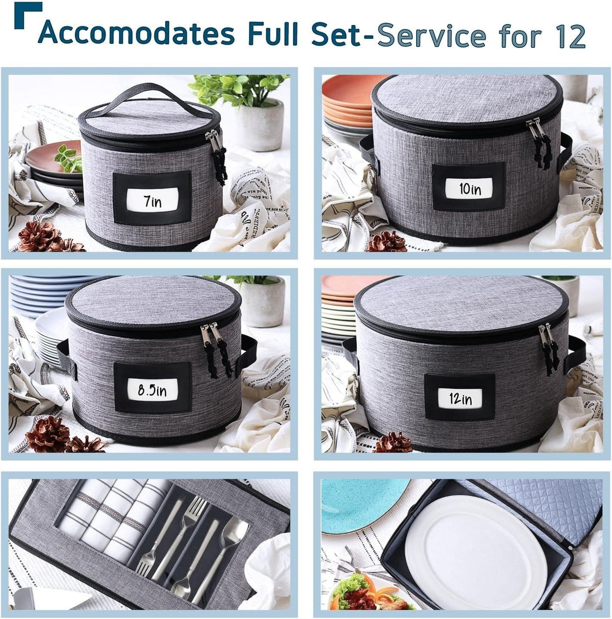Platter Storage Case, Fine China Storage Containers Hard Shell, Quilted and Stackable 16”x 12.5”x 3.5” Platter Storage Container with Zipper, Handles and Felt Dividers for Moving and Seasonal Storage