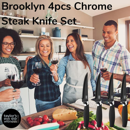 Kitchen Knife Gift Set - Brooklyn . Rose Gold Colored Bolsters, Matching Finely Ground Razor Sharp Titanium Coated Blades. Soft Grip Handles. 2yr Peace of Mind