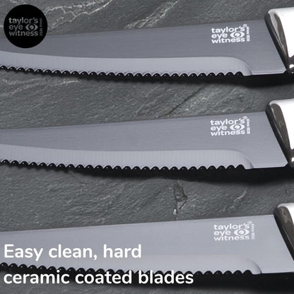 Kitchen Knife Gift Set - Brooklyn . Rose Gold Colored Bolsters, Matching Finely Ground Razor Sharp Titanium Coated Blades. Soft Grip Handles. 2yr Peace of Mind