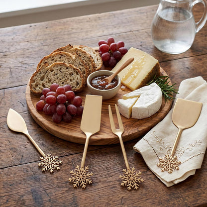 Set of 4 Bee Cheese Knives Set with Bag Cheese Spreaders Bee Brass Knives Slicer and Butter Cutter for Charcuterie Boards Accessories