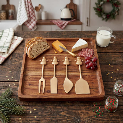 Set of 4 Bee Cheese Knives Set with Bag Cheese Spreaders Bee Brass Knives Slicer and Butter Cutter for Charcuterie Boards Accessories