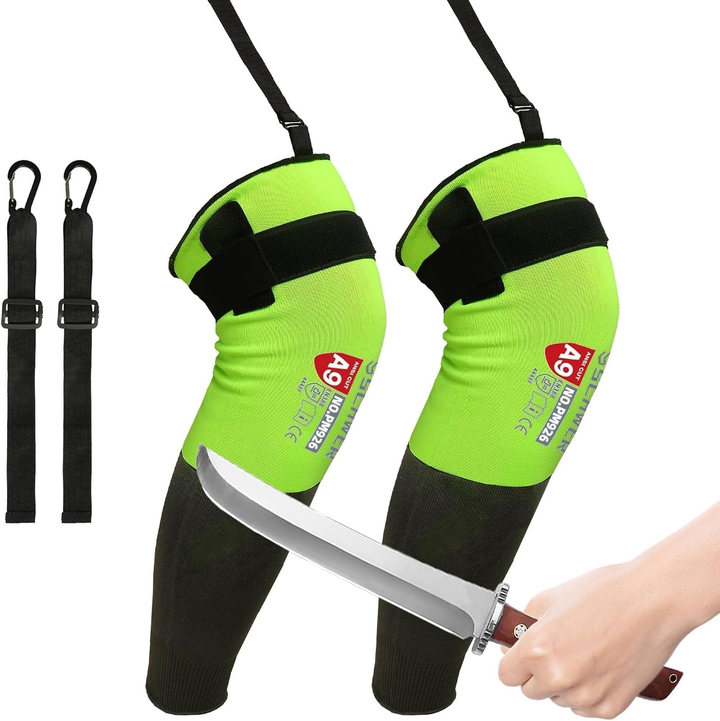 A9 Cut Resistant Leg Sleeves, Triple Secure Fit, 21 Inch, S926 | Doubles as Oversized Arm Guard, Extreme Durability, Longer Coverage, Hi-vis Color, Industrial Safety, Trimming, Farmers Defen
