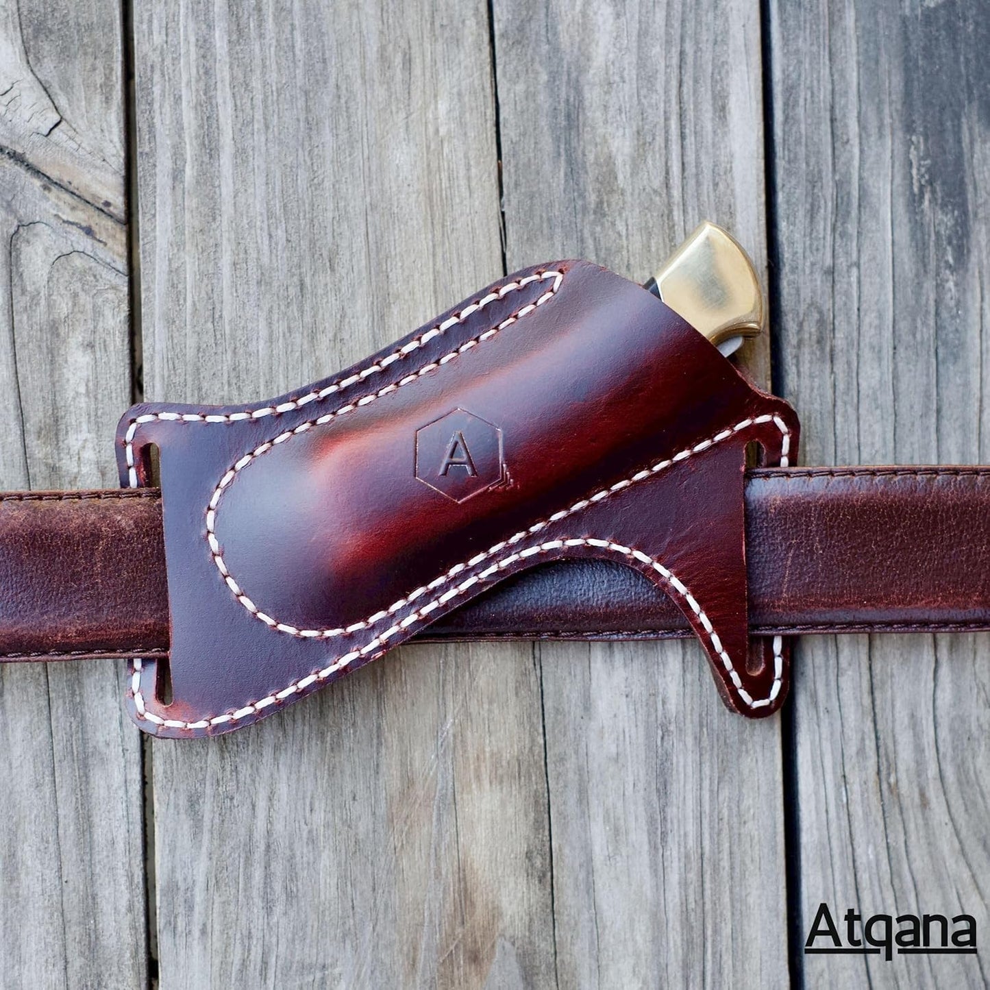 Leather Knife Sheath for Belt (Premium Leather) - Knife Holder for Belt with Side Draw Pocket for Folding Knife and EDC Gear (Extra Dark Brown) ®