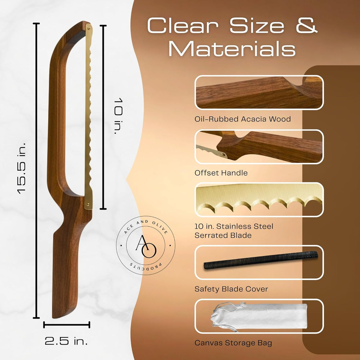Bread Bow Knife for Homemade Bread Smooth Fiddle Bow Sourdough Cutter with Serrated Blade & Acacia Handle Slice Artisan Loaves Like a Pro