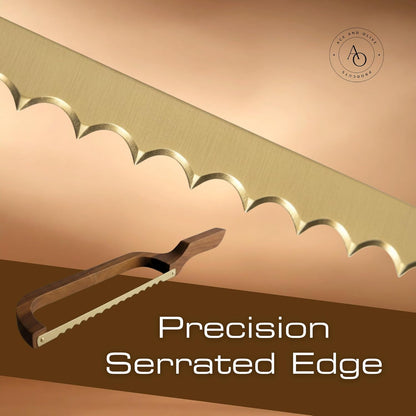 Bread Bow Knife for Homemade Bread Smooth Fiddle Bow Sourdough Cutter with Serrated Blade & Acacia Handle Slice Artisan Loaves Like a Pro