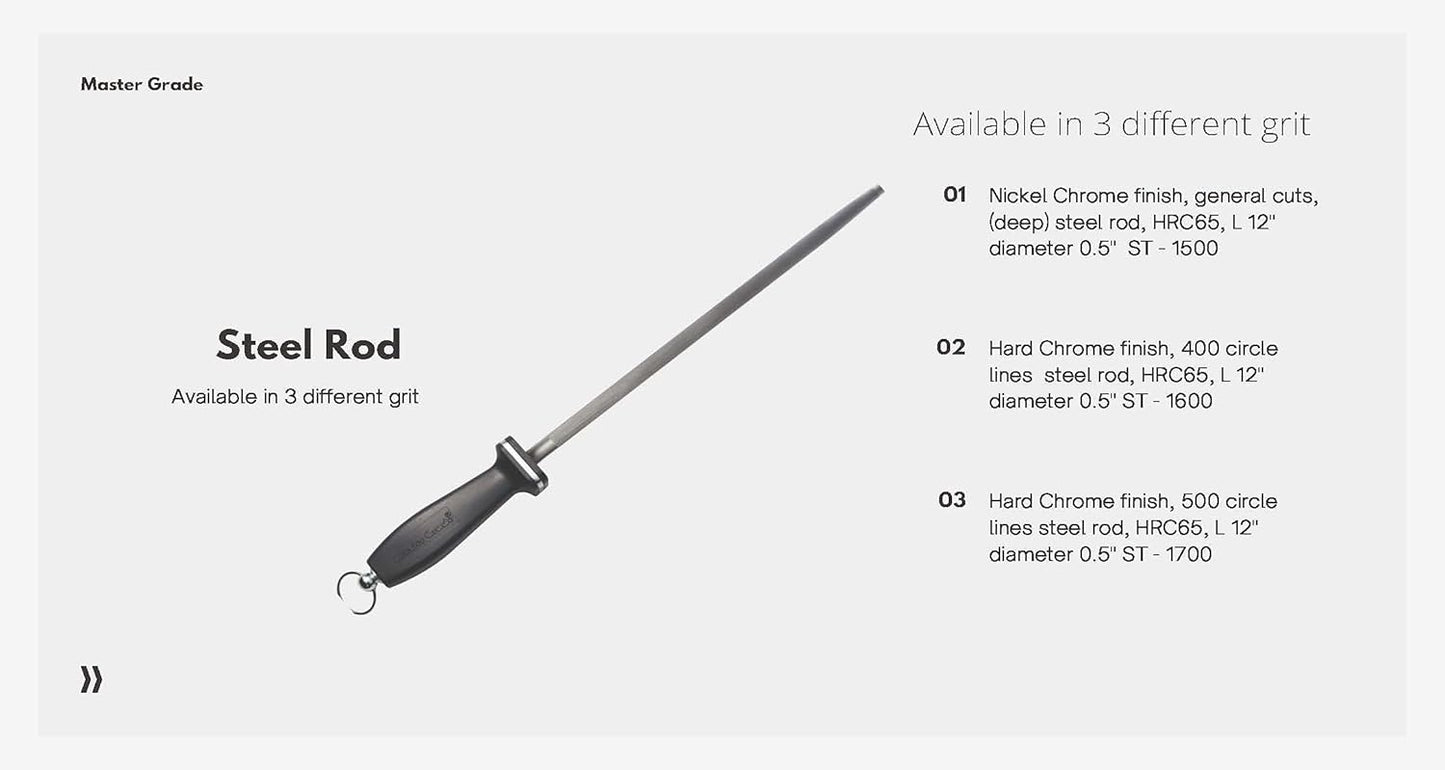 Impact Resistant Black Ceramic Finish Knife Sharpener Rod, Knife Honing Rod, knife sharpeners for kitchen knives L 11″ D 0.6”