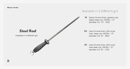 Impact Resistant Black Ceramic Finish Knife Sharpener Rod, Knife Honing Rod, knife sharpeners for kitchen knives L 11″ D 0.6”