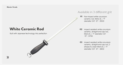 Impact Resistant Black Ceramic Finish Knife Sharpener Rod, Knife Honing Rod, knife sharpeners for kitchen knives L 11″ D 0.6”