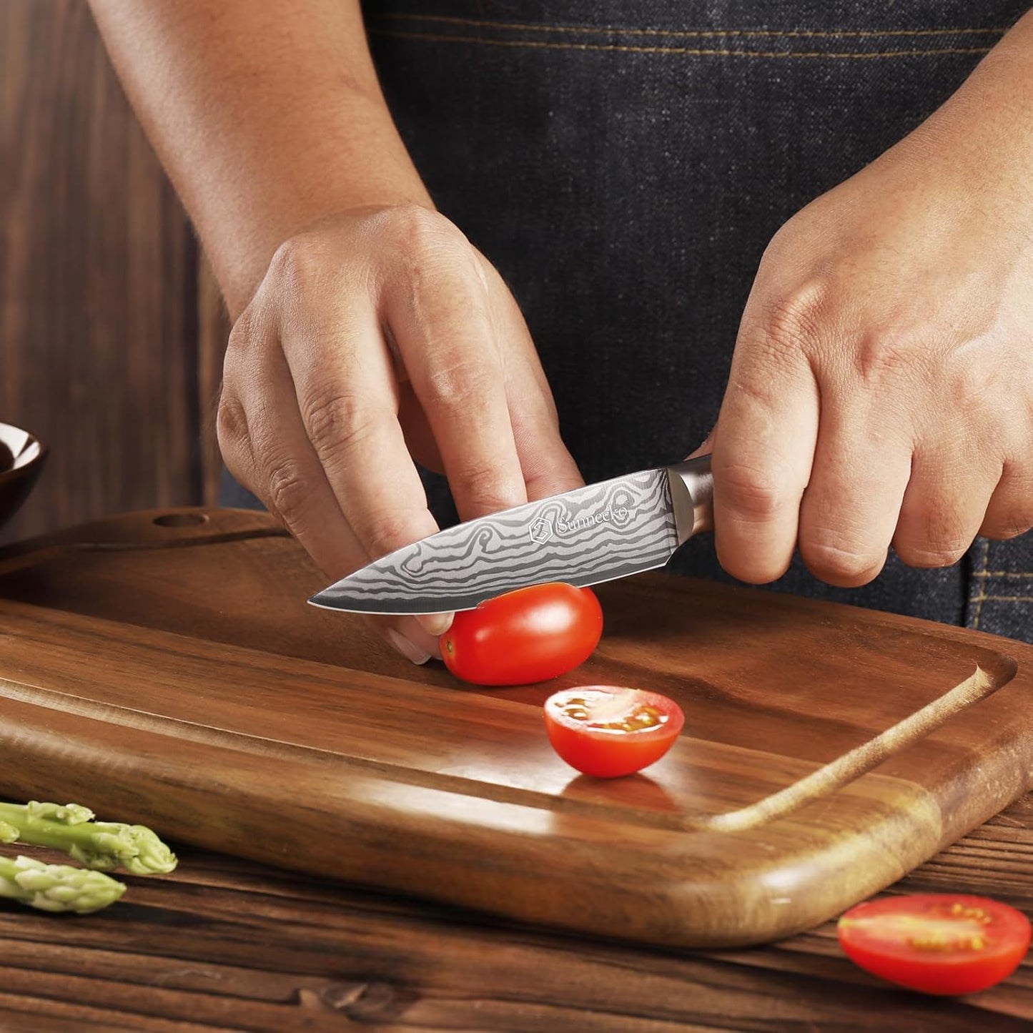 Small Kitchen Knife 3.5 Inch Paring Knife High Carbon Stainless Steel Fruit Knife with Wood Handle, Sharp Knife for Cutting Tomatoes with Gift Box