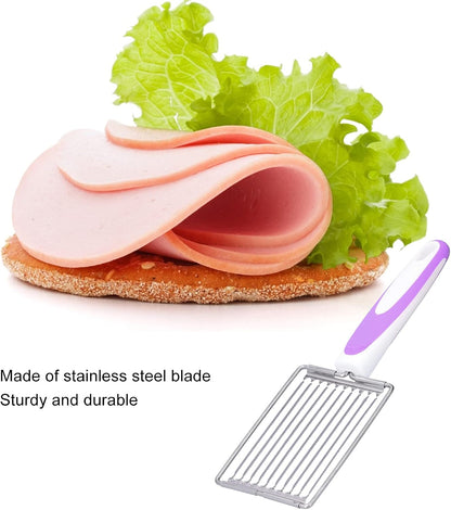 Luncheon Meat Cutter,Stainless Tomato Slicer Fruits Cutter Luncheon Meat Slicer with Handle Cheese Boiled Egg Ham Tomato Serrated Slicing Knife