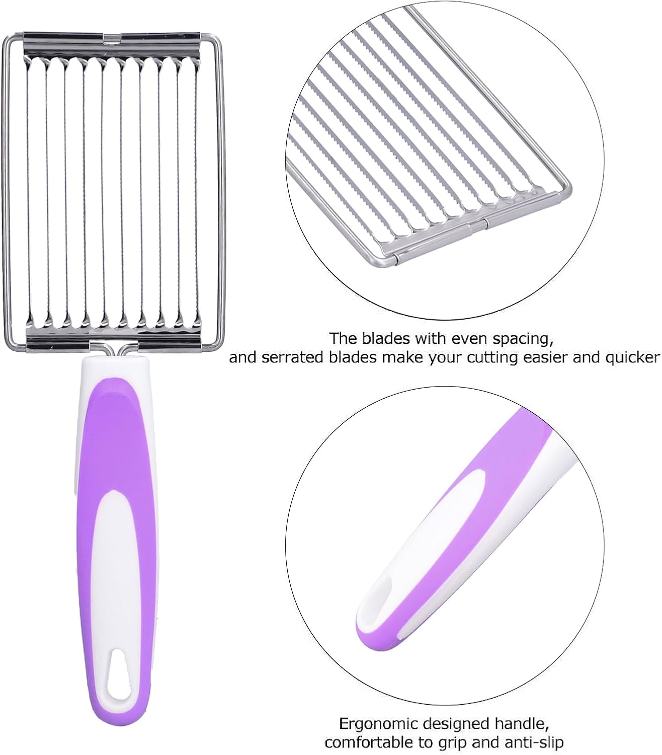 Luncheon Meat Cutter,Stainless Tomato Slicer Fruits Cutter Luncheon Meat Slicer with Handle Cheese Boiled Egg Ham Tomato Serrated Slicing Knife