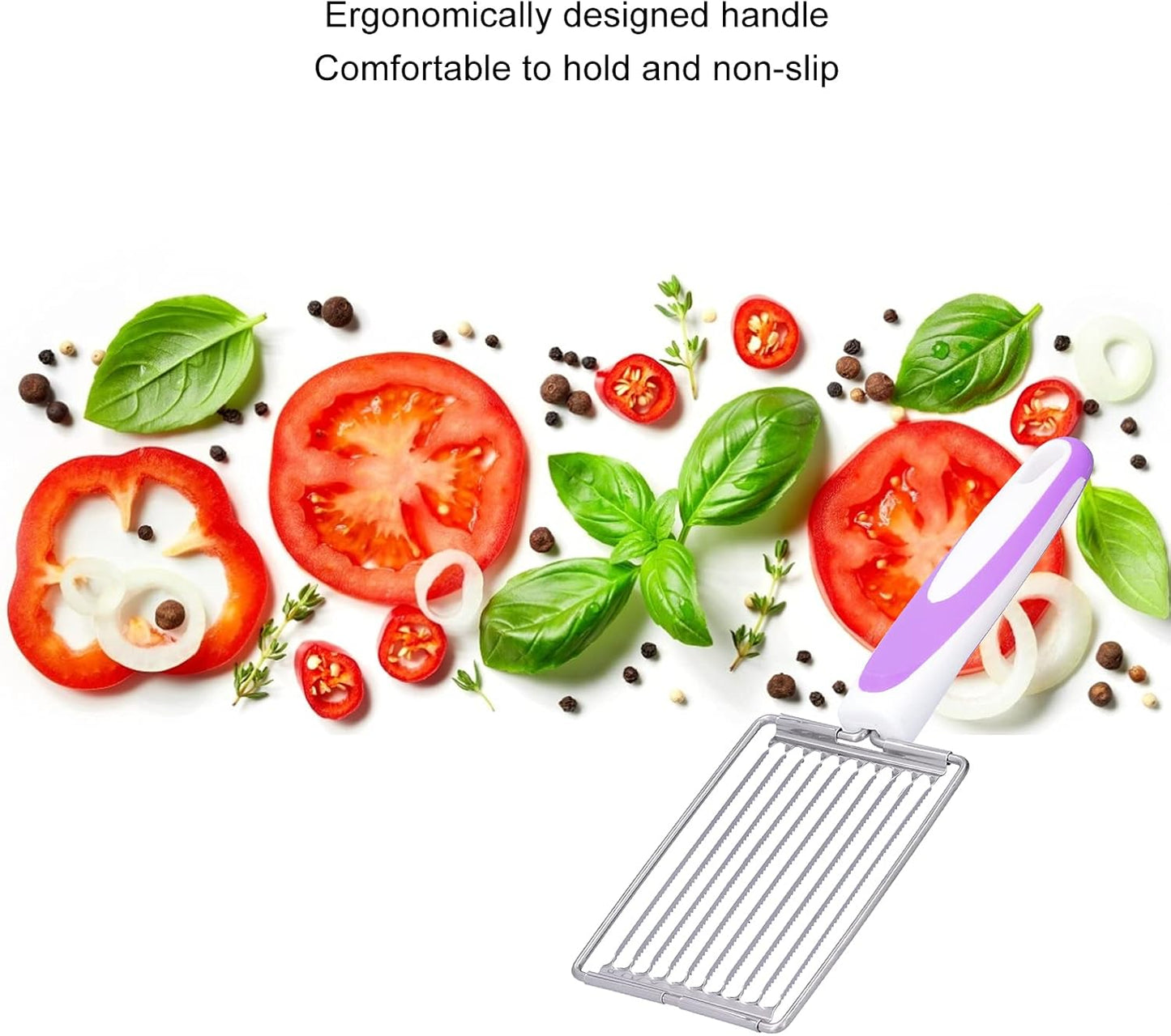Luncheon Meat Cutter,Stainless Tomato Slicer Fruits Cutter Luncheon Meat Slicer with Handle Cheese Boiled Egg Ham Tomato Serrated Slicing Knife