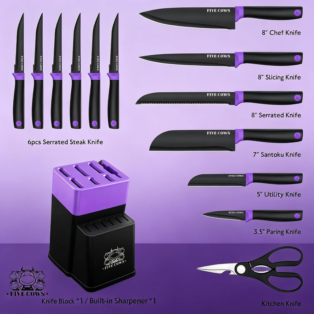 7-Piece Ultra Sharp Chef Knife Set - Premium German High Carbon Stainless Steel, Ergonomic Wood Pattern Handle, Professional Kitchen Knives with Gift Box (Brown 7 Piece)