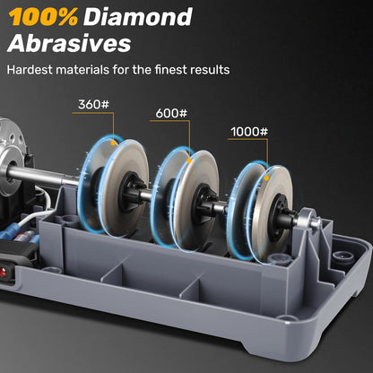 Knife Sharpener, 3-Stage Electric Knife Sharpener for Kitchen Knives, 100% Diamond Abrasive with Quick Sharpening & Polishing, Professional Sharpening Tool with Metal Dust Collection Box