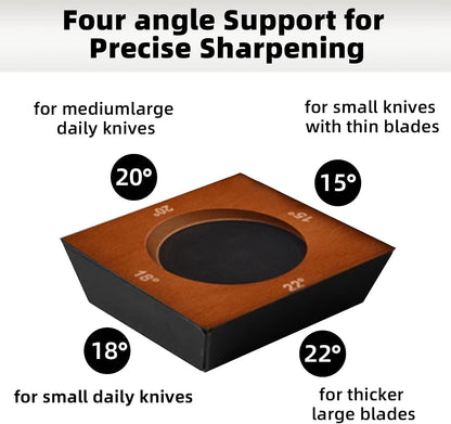 Rolling Knife Sharpener, Multi-Angle Knife Sharpening Tool with Industry Diamonds for Kitchen Knives - Knife Sharpener Kit Offers 15, 20, 18, 22 Degree Sharpening, large, Wood