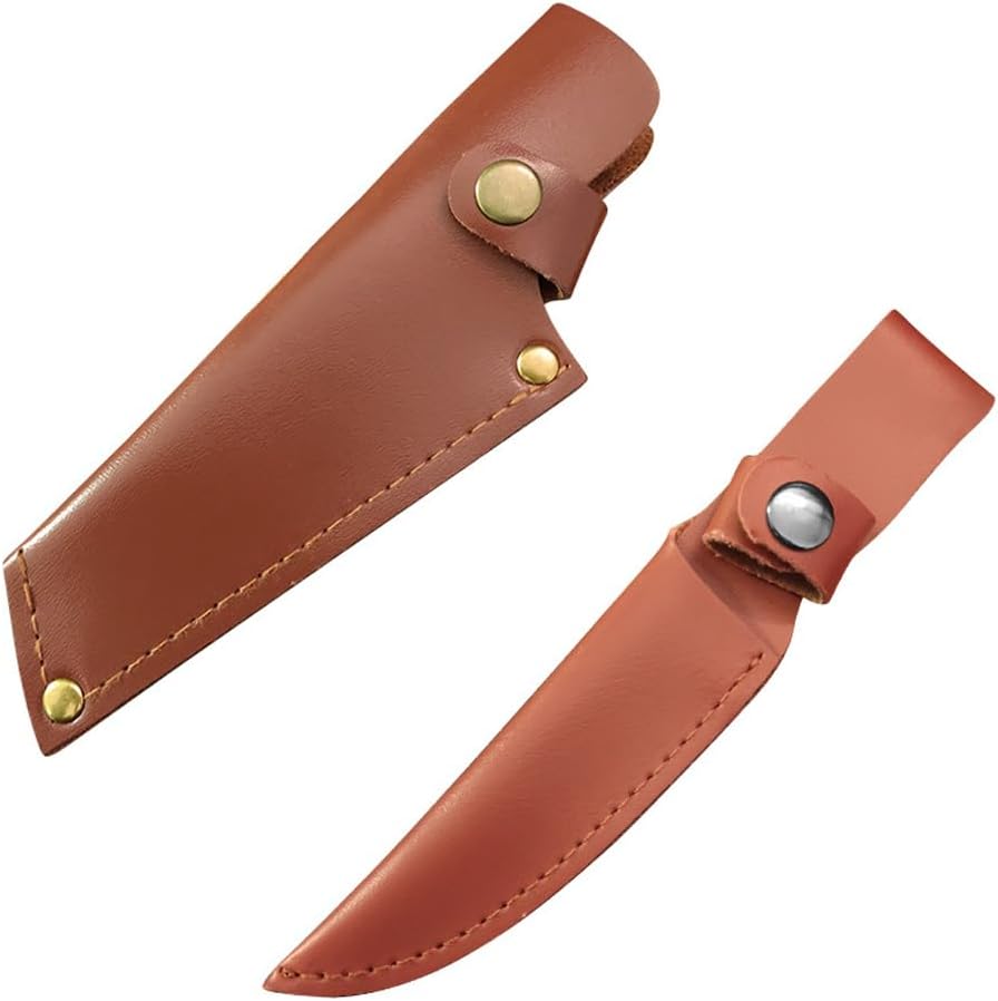2 Pack Knife Sheath Leather Holster Cover Protector Sleeve Case Guards Pouch with Belt Loop and Snap Closure for 5'' 4'' Fixed Blade Straight Knives Outdoor Camping Hunting