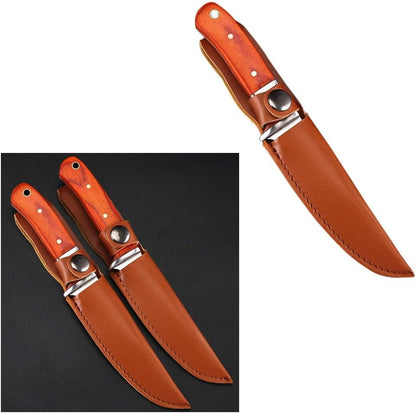 2 Pack Knife Sheath Leather Holster Cover Protector Sleeve Case Guards Pouch with Belt Loop and Snap Closure for 5'' 4'' Fixed Blade Straight Knives Outdoor Camping Hunting