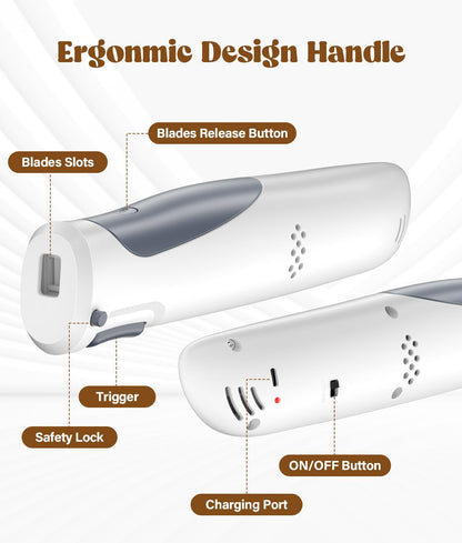 Cordless Electric Knife for Meat Slicing, 8V Electric Carving Knife for Fish, Bread, Turkey, Rechargeable Meat Cutter with Reciprocating Stainless Steel Blades, Safety Lock