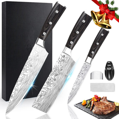 8" Chef Knife,High Carbon Stainless Steel Chef Knife,kitchen knife with Finger Guard and Knife Sharpener,Chef Knife Gift Box for Family and Friends