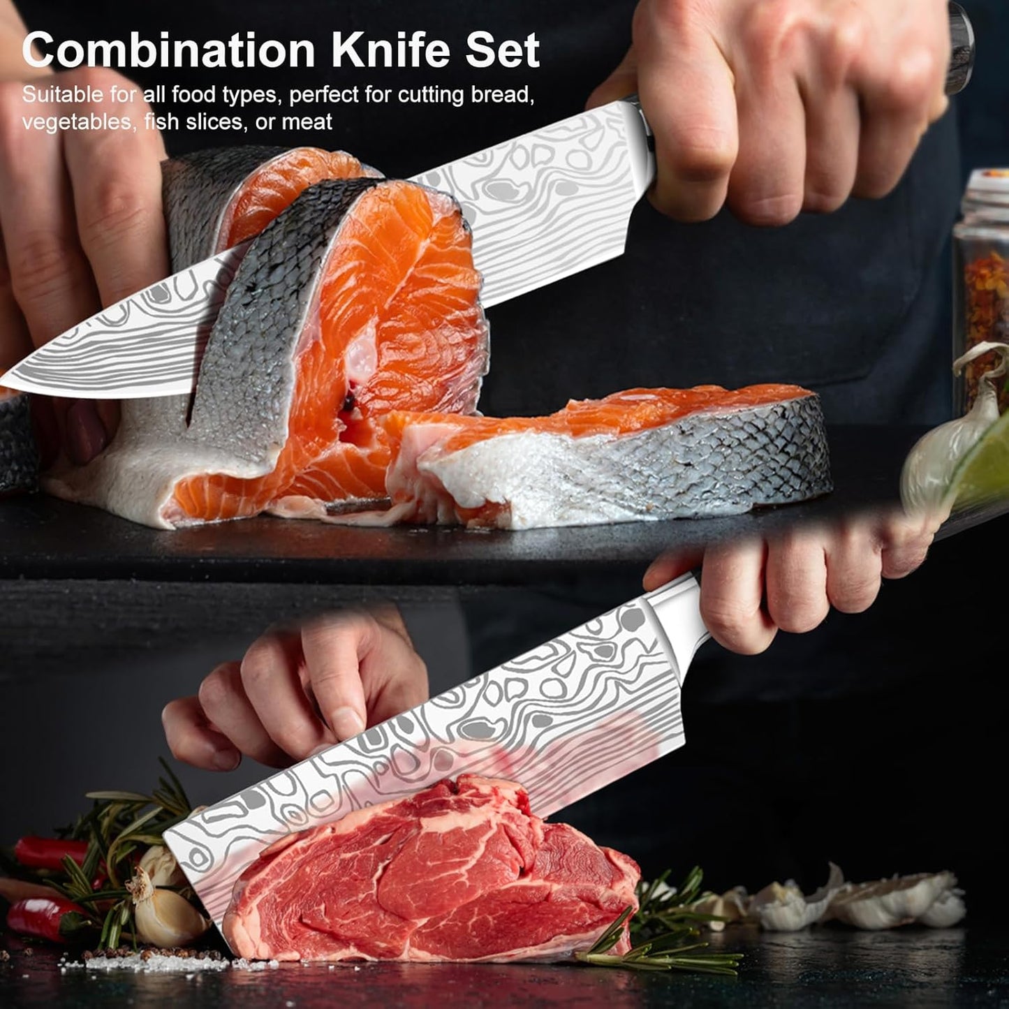 8" Chef Knife,High Carbon Stainless Steel Chef Knife,kitchen knife with Finger Guard and Knife Sharpener,Chef Knife Gift Box for Family and Friends