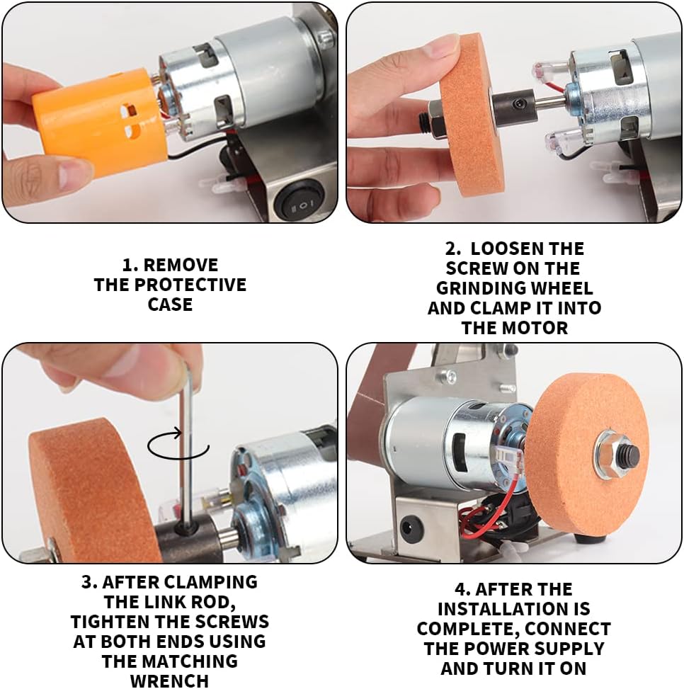 3-In-1 Mini Belt Sander - 15 Degree Knife Sharpener Electric Bench Grinder Sanding Machine, 7 Adjustable Speed Buffer Polisher for Metal Wood DIY Handcraft, Tool & Knife Sharpening (Plus Kit)