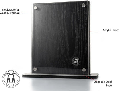 Schmidt Brothers - Black Midtown Magnetic Knife Block, Universal Cutlery Storage For 8-10, Acacia Hardwood and Acrylic Shield