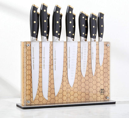 Schmidt Brothers - Black Midtown Magnetic Knife Block, Universal Cutlery Storage For 8-10, Acacia Hardwood and Acrylic Shield