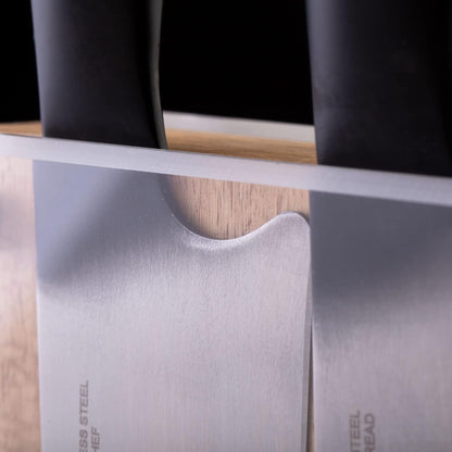 Schmidt Brothers - Black Midtown Magnetic Knife Block, Universal Cutlery Storage For 8-10, Acacia Hardwood and Acrylic Shield