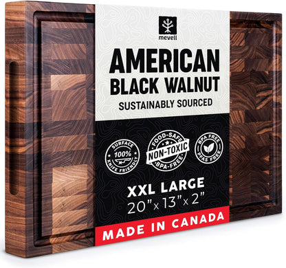 Walnut Wood Cutting Board for Kitchen, Reversible Wooden Cutting Board With Juice Grooves - Chopping Board, Charcuterie Serving Tray Made in USA (Walnut, 17x11x0.75)