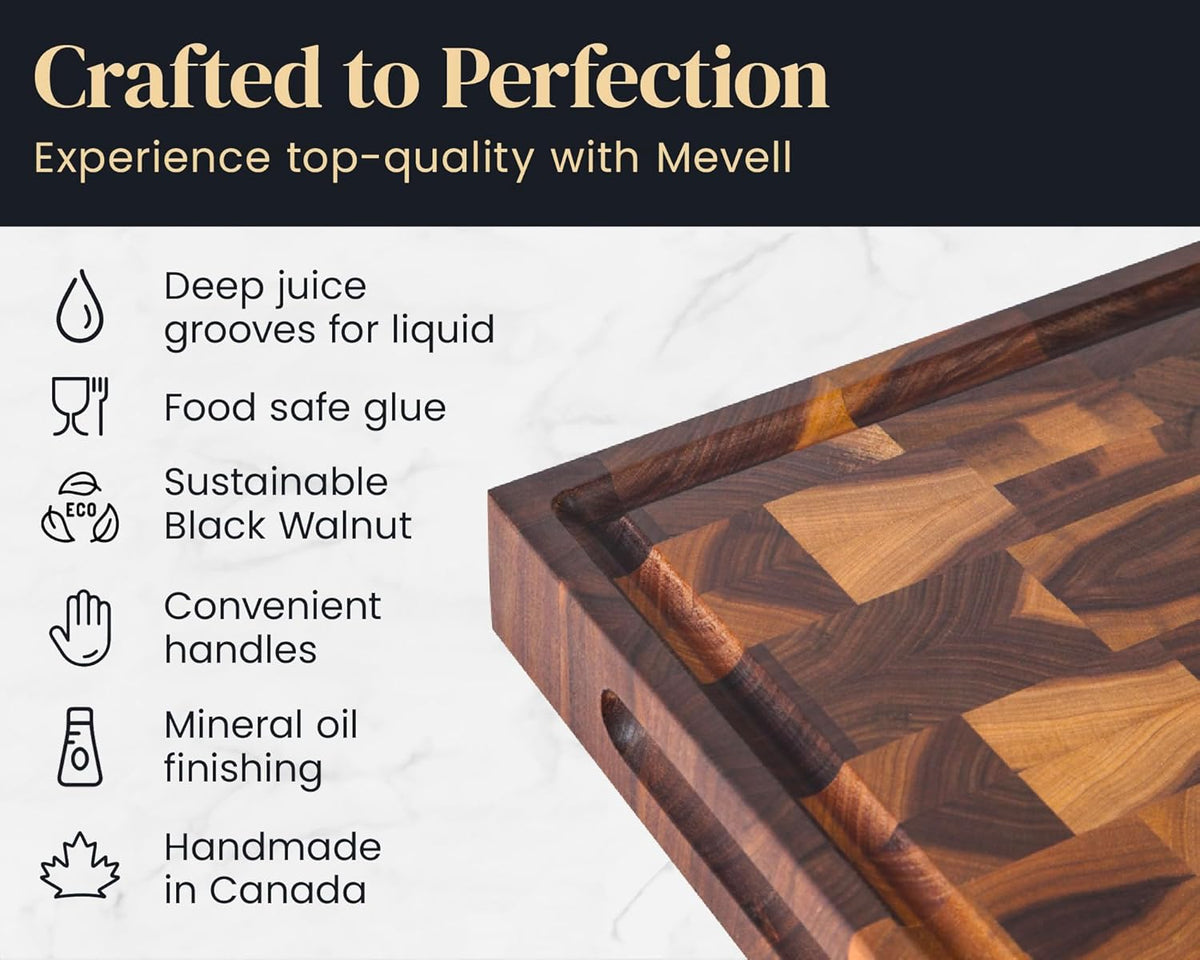 Walnut Wood Cutting Board for Kitchen, Reversible Wooden Cutting Board With Juice Grooves - Chopping Board, Charcuterie Serving Tray Made in USA (Walnut, 17x11x0.75)