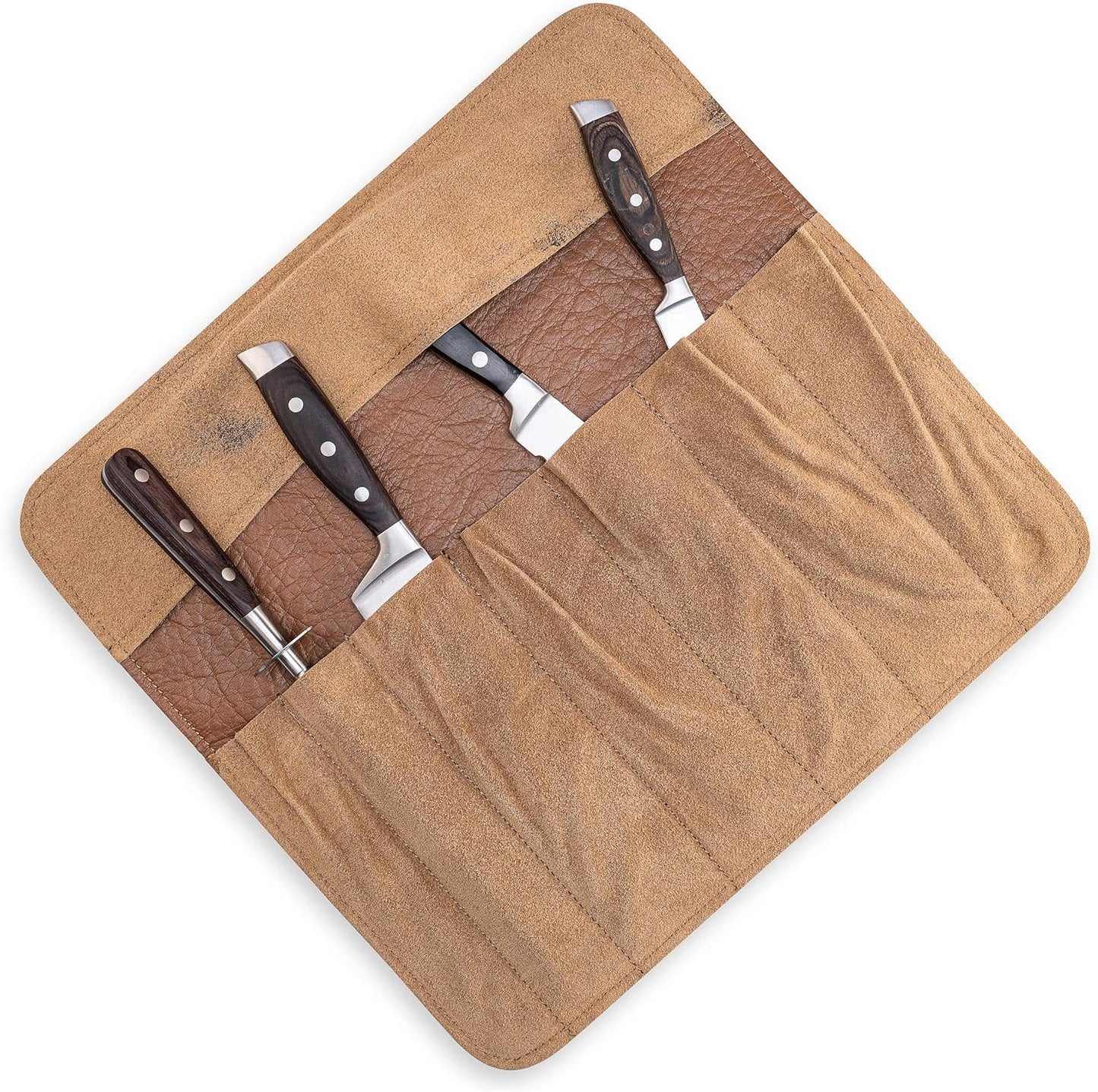 Knife Roll Bag Genuine Leather – Chef`s knife bag 7 slots – Leather Knife Case Sam