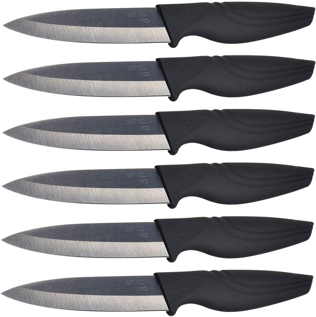 Steak Knives Set of 6 Extremely Sharp Kitchen Ceramic Black Blade Knife