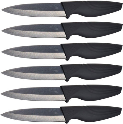 Steak Knives Set of 6 Extremely Sharp Kitchen Ceramic Black Blade Knife