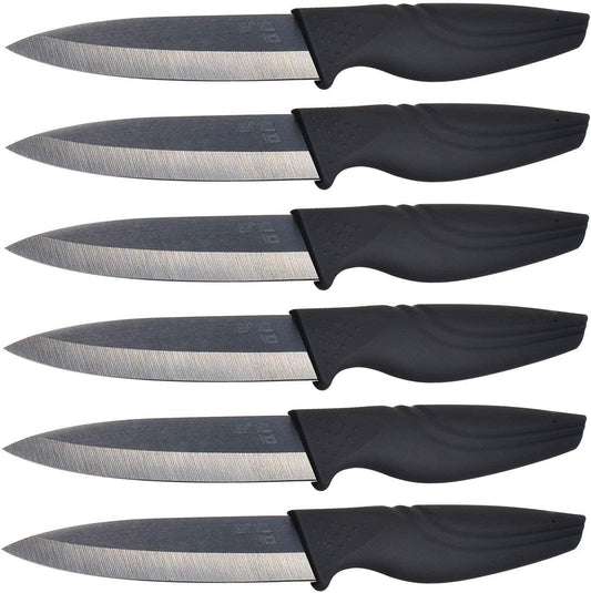 Steak Knives Set of 6 Extremely Sharp Kitchen Ceramic Black Blade Knife