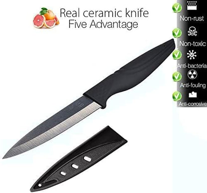 Steak Knives Set of 6 Extremely Sharp Kitchen Ceramic Black Blade Knife