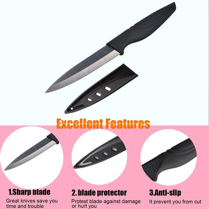 Steak Knives Set of 6 Extremely Sharp Kitchen Ceramic Black Blade Knife