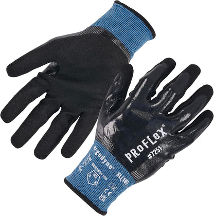 Unisex Proflex 7251 Fully Coated Nitrile Cut-resistant Gloves - Ansi/Isea 105-2016 A5, En 388 4x42d, Water-resistant, 21g