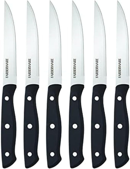 Steak Knives Set of 4, High-Carbon Stainless Steel Blades with Triple Rivet Handles, 4.5 Inch Sharp Steak Knife Set for Cutting Meat and Poultry, Hand Wash Only