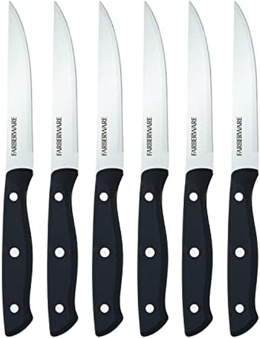 Steak Knives Set of 4, High-Carbon Stainless Steel Blades with Triple Rivet Handles, 4.5 Inch Sharp Steak Knife Set for Cutting Meat and Poultry, Hand Wash Only