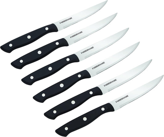 Steak Knives Set of 4, High-Carbon Stainless Steel Blades with Triple Rivet Handles, 4.5 Inch Sharp Steak Knife Set for Cutting Meat and Poultry, Hand Wash Only