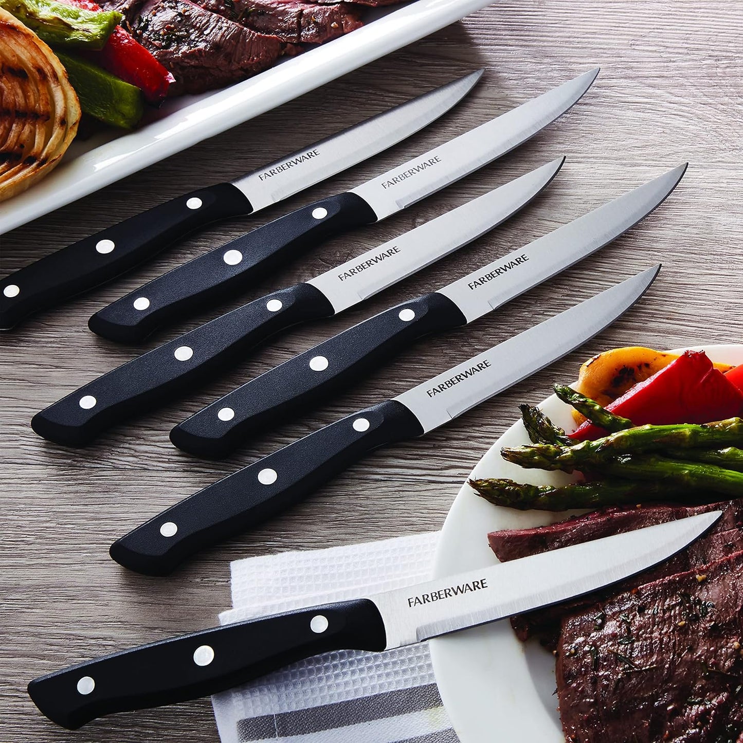 Steak Knives Set of 4, High-Carbon Stainless Steel Blades with Triple Rivet Handles, 4.5 Inch Sharp Steak Knife Set for Cutting Meat and Poultry, Hand Wash Only