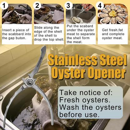 Oyster Shucking Knife Stainless Steel Oyster Opener Oyster Cutter Seafood Opener for Kitchen Seafood Tool Seafood Opener Kit Tools Gift