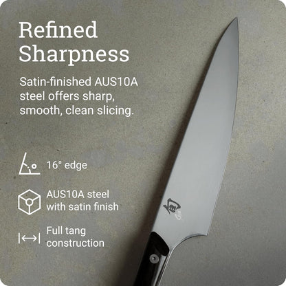 Kazahana 8" Chef’s Knife, Handcrafted Japanese Kitchen Knife, AUS10A Stainless Steel Blade, Pakkawood Handle, Gyuto-Style Chef Tool for Professional and Home Chefs | Handcrafted Japanese Kitchen Knife, AUS10A Stainless Steel Blade, Pakkawood Handle