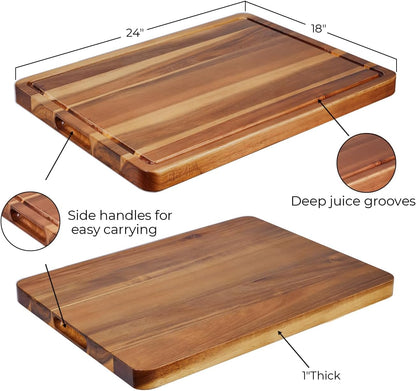 24 x 18 Inch XXL Countertop Cutting Boards - Extra Large Chopping Board for Kitchen - Meat Cutting Board for BBQ - Turkey Carving Board - Extra Large Charcuterie Board with Handles, Juice Groove