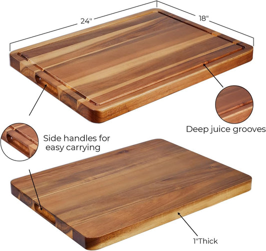 24 x 18 Inch XXL Countertop Cutting Boards - Extra Large Chopping Board for Kitchen - Meat Cutting Board for BBQ - Turkey Carving Board - Extra Large Charcuterie Board with Handles, Juice Groove