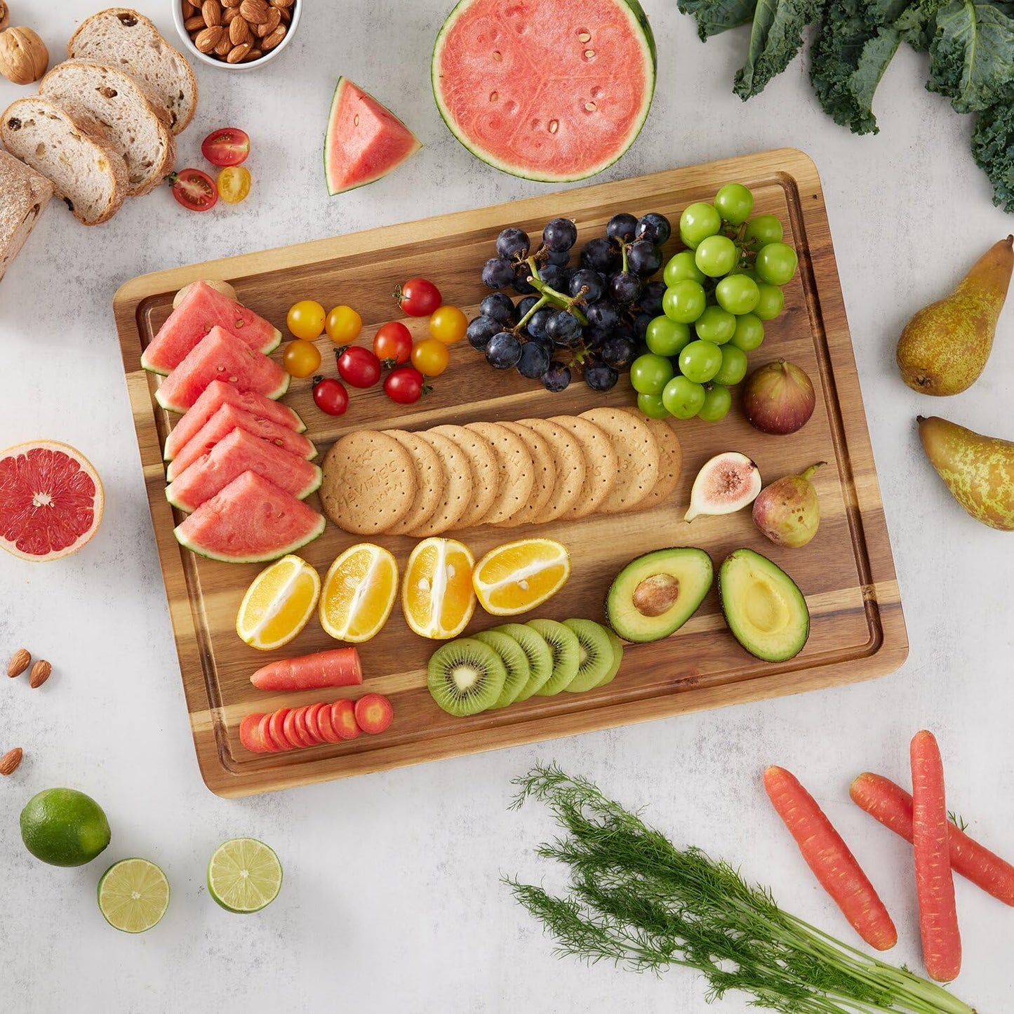 24 x 18 Inch XXL Countertop Cutting Boards - Extra Large Chopping Board for Kitchen - Meat Cutting Board for BBQ - Turkey Carving Board - Extra Large Charcuterie Board with Handles, Juice Groove